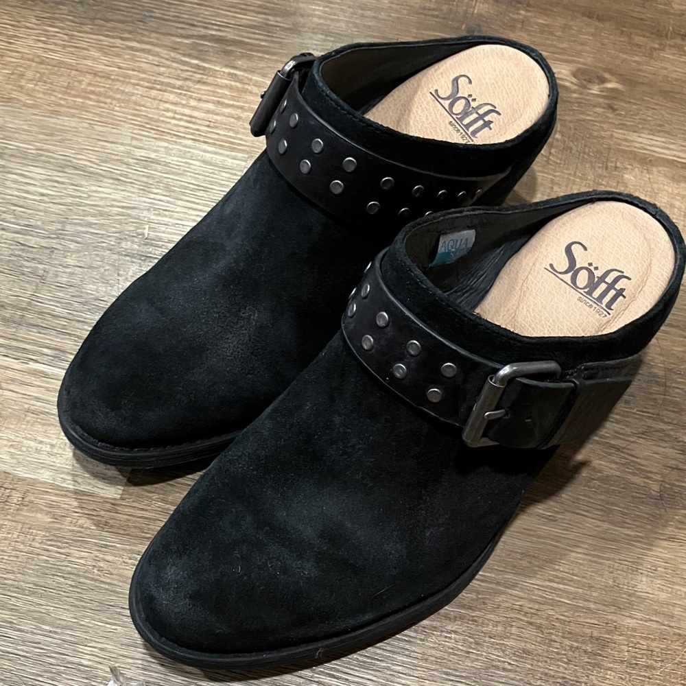 Sofft Black Ankle Boots with Studded Strap